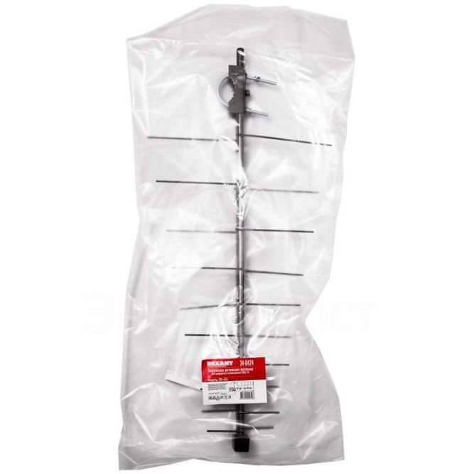 Антенна ТВ наружная &amp;quot;АКТИВНАЯ&amp;quot; для аналогового и цифрового ТВ - DVB-T2 (модель RX-424) (пакет) Rexant 34-0424