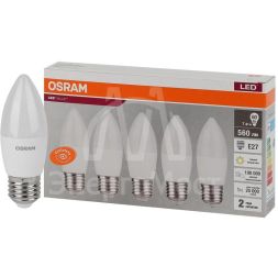 Лампа светодиодная LED Value LVCLB60 7SW/830 230В E27 2х5 RU (уп.5шт) OSRAM 4058075578012