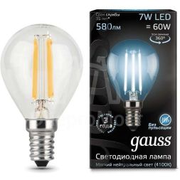 Лампа светодиодная Black Filament Шар E14 7Вт 4100К Gauss 105801207