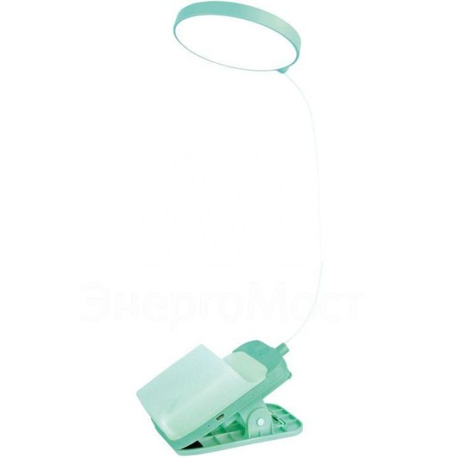 Светильник светодиодный UF-751 C05 7Вт ССТ настольный 3 уровня яркости с прищепкой зел. Ultraflash 14487