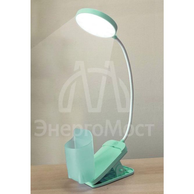 Светильник светодиодный UF-751 C05 7Вт ССТ настольный 3 уровня яркости с прищепкой зел. Ultraflash 14487