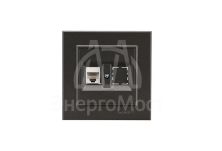 Розетка компьютерная+гнездо СП Karea 16А IP20 CAT 5 дым. металлик Makel 56050035