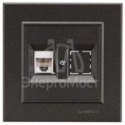 Розетка компьютерная+гнездо СП Karea 16А IP20 CAT 5 дым. металлик Makel 56050035