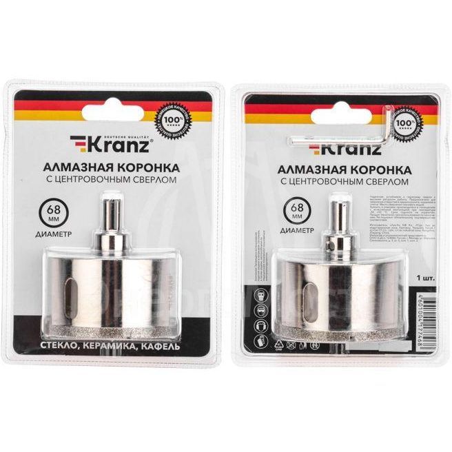 Коронка алмазная 68мм с центровочным сверлом Kranz KR-92-0018