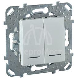 Механизм выключателя 2-кл. 2мод. СП Unica 10А IP20 (2х(сх. 1а)) с подсветкой бел. SchE MGU5.0101.18NZD