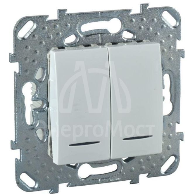 Механизм выключателя 2-кл. 2мод. СП Unica 10А IP20 (2х(сх. 1а)) с подсветкой бел. SchE MGU5.0101.18NZD