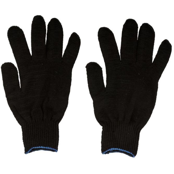 Перчатки вязаные упрочненные (5 нитей) х/б черн. 12496