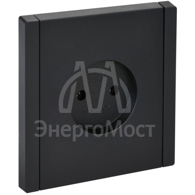 Розетка 1-м СП FORTE&amp;amp;PIANO FP118 10А без заземл. без защ. шторок винт. крепл. черн. IEK FP-R10-10-K02
