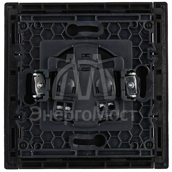 Розетка 1-м СП FORTE&amp;amp;PIANO FP118 10А без заземл. без защ. шторок винт. крепл. черн. IEK FP-R10-10-K02