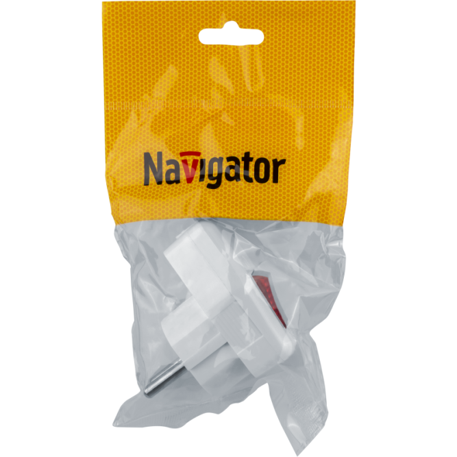 Вилка угловая 61 364 NCA-PL05-16A-ESC-WH с заземл. с выкл. бел. Navigator 61364