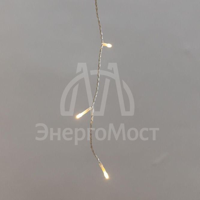 Гирлянда светодиодная &amp;quot;Айсикл&amp;quot; (бахрома) 10х0.6м с эффектом мерцания прозр. провод IP44 230В диоды теплые бел. 238 LED Neon-Night 255-546