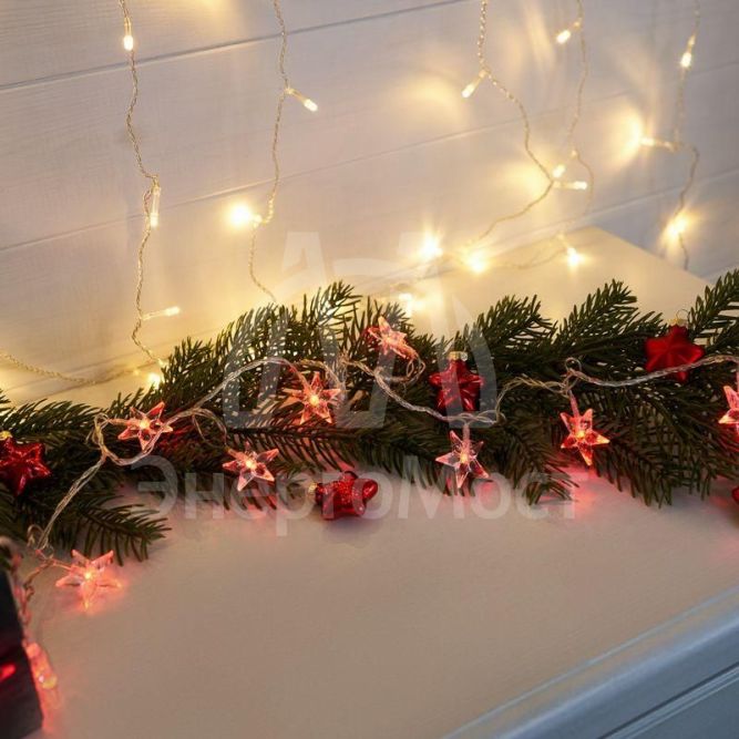 Гирлянда светодиодная &amp;quot;Звездочки&amp;quot; 20LED красн. 2.8м Neon-Night 303-034