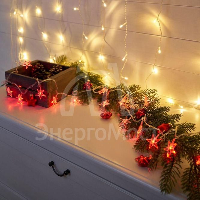 Гирлянда светодиодная &amp;quot;Звездочки&amp;quot; 20LED красн. 2.8м Neon-Night 303-034