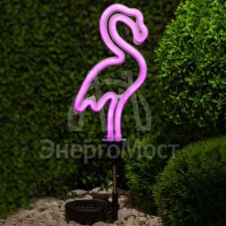 Светильник садовый неоновый ERASF012-30 Фламинго солнечная батарея ЭРА Б0044238