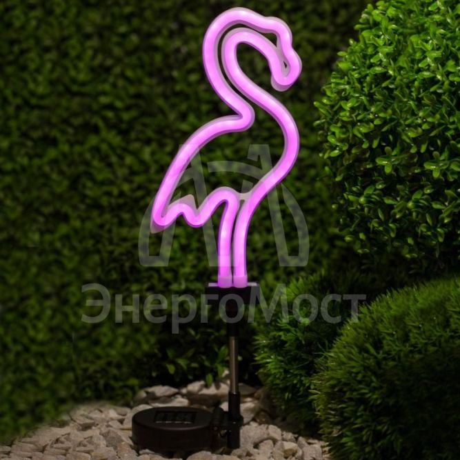 Светильник садовый неоновый ERASF012-30 Фламинго солнечная батарея ЭРА Б0044238