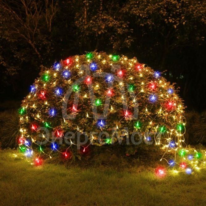 Гирлянда Сеть 150 LED на солнечной батарее мультиколор 2мх1.35м ERAUF024-16 ЭРА Б0044225