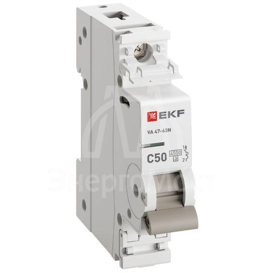 Выключатель автоматический модульный 1п 50А C 4.5кА ВА 47-63N PROxima EKF M634150C