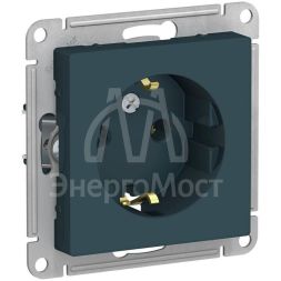 Механизм розетки 1-м СП AtlasDesign 16А IP20 с заземл. изумруд SchE ATN000843
