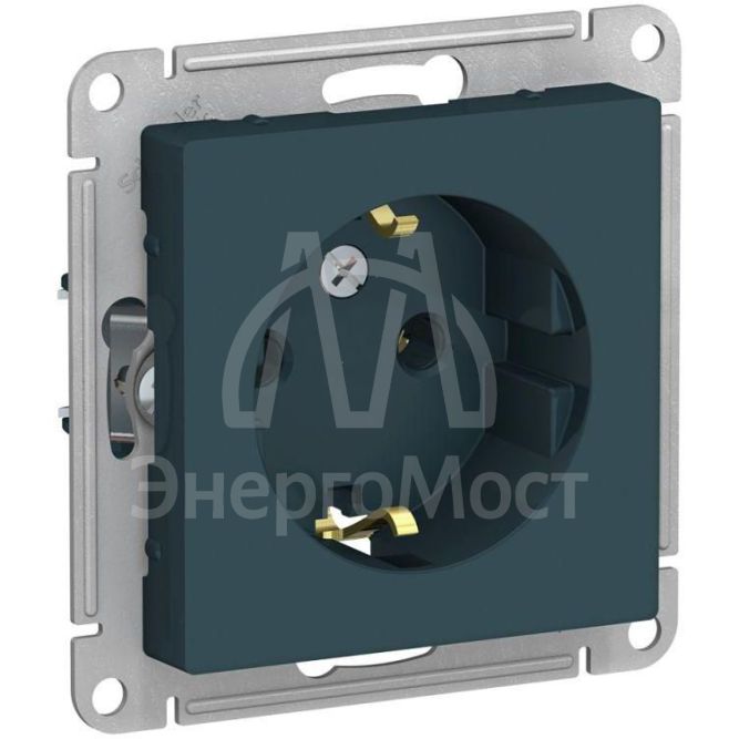 Механизм розетки 1-м СП AtlasDesign 16А IP20 с заземл. изумруд SchE ATN000843