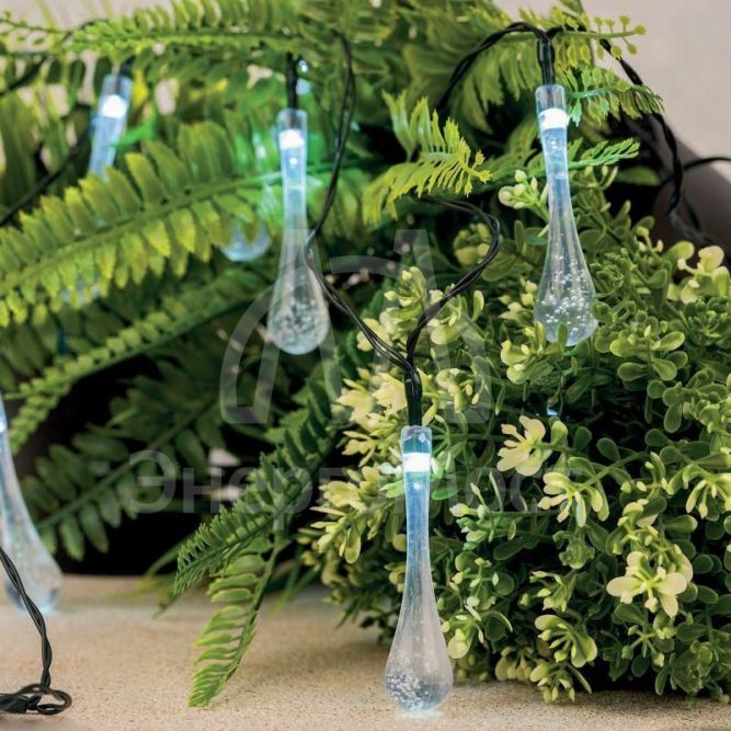 Светильник светодиодный Каскад Сталактит 5м IP65 садовый с аккумулятором и выносной солнечн. панелью 1м 2 режима работы (мигание и постоянное) Lamper 602-239