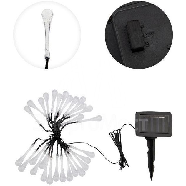 Светильник светодиодный Каскад Сталактит 5м IP65 садовый с аккумулятором и выносной солнечн. панелью 1м 2 режима работы (мигание и постоянное) Lamper 602-239