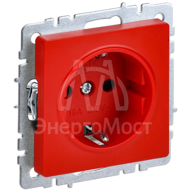 Розетка BRITE РС14-1-0-БрК 16А с заземл. защ. шторки механизм красн. IEK BR-R14-16-K04