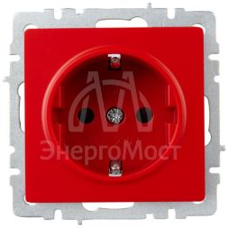 Розетка BRITE РС14-1-0-БрК 16А с заземл. защ. шторки механизм красн. IEK BR-R14-16-K04