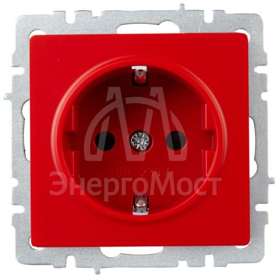 Розетка BRITE РС14-1-0-БрК 16А с заземл. защ. шторки механизм красн. IEK BR-R14-16-K04