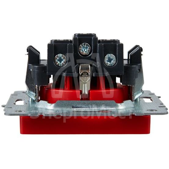 Розетка BRITE РС14-1-0-БрК 16А с заземл. защ. шторки механизм красн. IEK BR-R14-16-K04