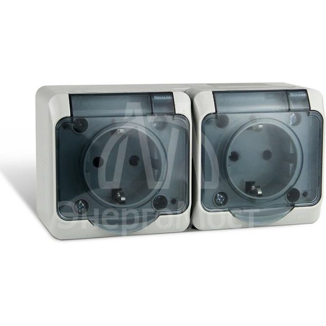 Розетка 2-м ОП Nix 16А IP54 250В с заземл. с прозр. крышкой сер. TOKOV ELECTRIC TKE-NX-R2Z-C06T-IP54