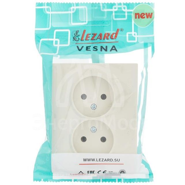 Розетка 2-м СП VESNA без заземл. ПБТ кремов. LEZARD 742-0300-128B