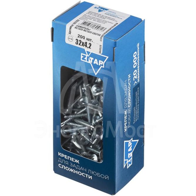 Саморез для тонкого метал. листа со сверлом 4.2х32 (уп.200шт) коробка Tech-Krep 102152