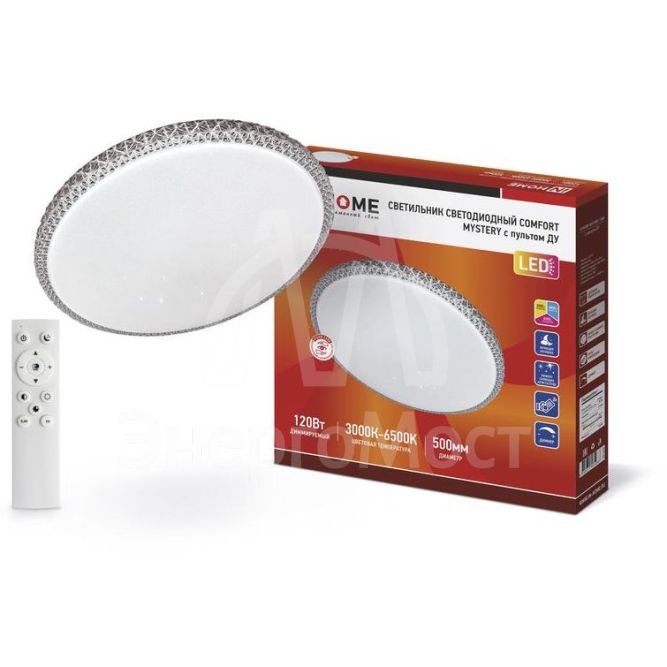 Светильник светодиодный COMFORT MYSTERY 120Вт 230В 3000-6500К 9600лм 500х60 мм с пультом ДУ IN HOME 4690612035086