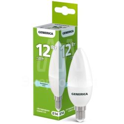 Лампа светодиодная C35 12Вт свеча 6500К E14 230В GENERICA LL-C35-12-230-65-E14-G