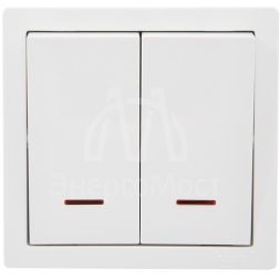 Выключатель 2-клав. LETO с инд. бел. LEZARD 752-0200-112