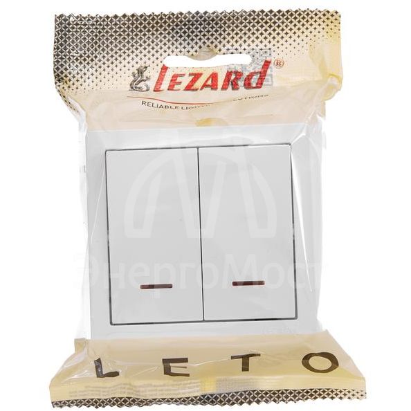 Выключатель 2-клав. LETO с инд. бел. LEZARD 752-0200-112