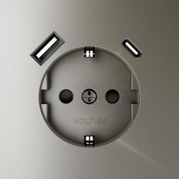 Розетка 1-м СП S70 16А с USB A+С с заземл. защ. шторки механизм шелк Voltum VLS040504