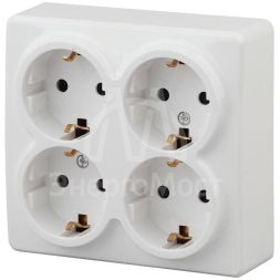 Розетка ОП 11-2211-01 4х2P+E Schuko защ. шторки 16АХ-250В Эксперт бел. ЭРА Б0020709