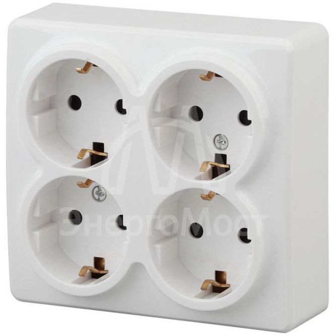 Розетка ОП 11-2211-01 4х2P+E Schuko защ. шторки 16АХ-250В Эксперт бел. ЭРА Б0020709