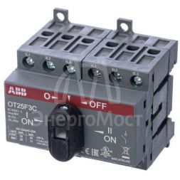 Рубильник реверсивный OT25F3C 25А (20А AC23) ABB 1SCA104863R1001