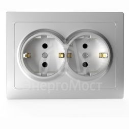 Розетка 2-м СП Pixel 16А IP20 с заземл. защ. шторки в сборе алюм. TOKOV ELECTRIC TKE-PX-R2FZSF-C03