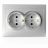 Розетка 2-м СП Pixel 16А IP20 с заземл. защ. шторки в сборе алюм. TOKOV ELECTRIC TKE-PX-R2FZSF-C03