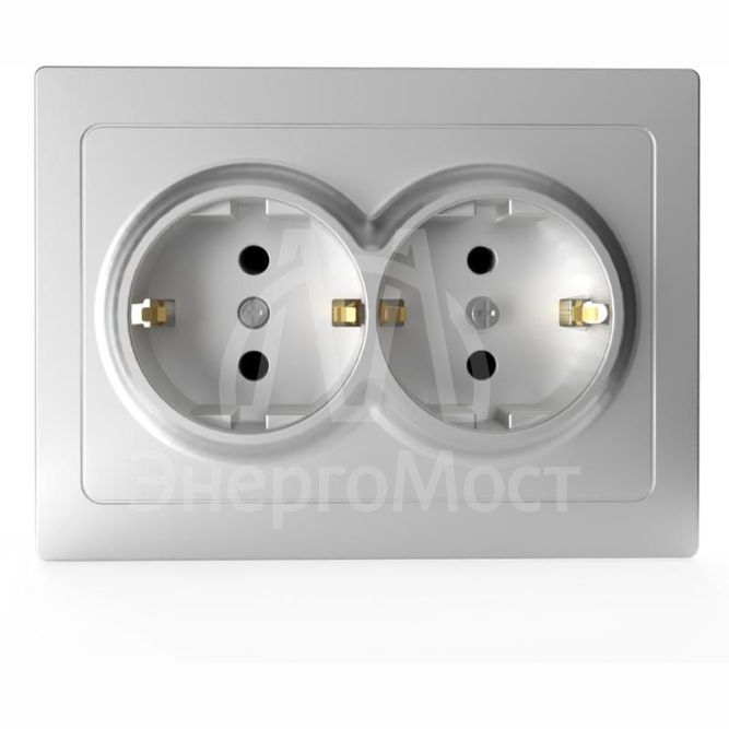 Розетка 2-м СП Pixel 16А IP20 с заземл. защ. шторки в сборе алюм. TOKOV ELECTRIC TKE-PX-R2FZSF-C03