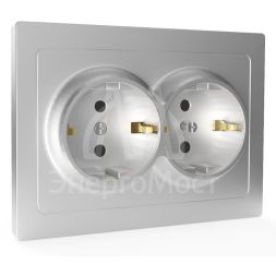 Розетка 2-м СП Pixel 16А IP20 с заземл. защ. шторки в сборе алюм. TOKOV ELECTRIC TKE-PX-R2FZSF-C03