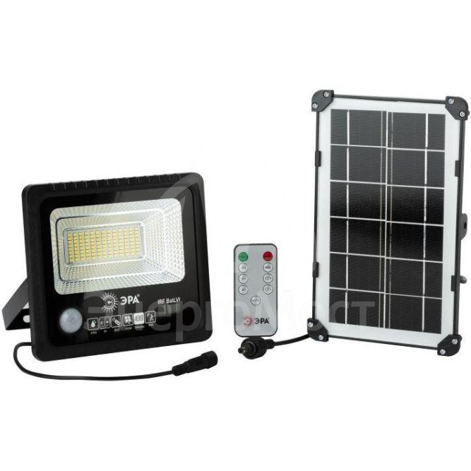 Прожектор светодиодный ПДУ ERAPRO-50 уличный с датчиком движения солнечная батарея 50Вт 360лм 5000К ЭРА Б0049546