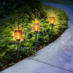 Светильник светодиодный Факел с эффектом пламени с солнечн. панелью и датчиком освещенности Lamper 602-1012