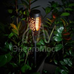 Светильник светодиодный Факел с эффектом пламени с солнечн. панелью и датчиком освещенности Lamper 602-1012