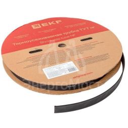 Трубка термоусадочная ТУТ нг 20/10 черн. (уп.100м) EKF tut-20-b