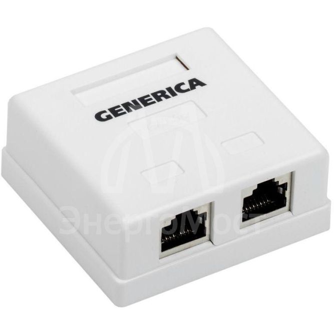 Розетка информационная RJ45 кат.5е FTP 2 порта настенная GENERICA ITK CS2-1C5EF-22-G