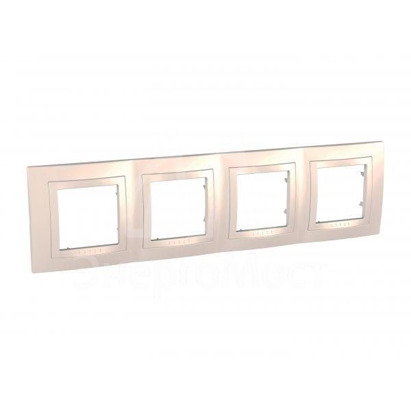 Рамка 4-м Unica с декор. накл. беж. SchE MGU2.008.25